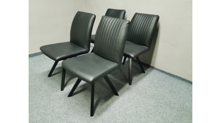 Nová 4x černá židle NERO kůže