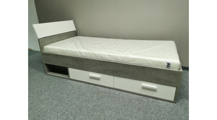 Nová šedobílá postel s šuplíky komplet