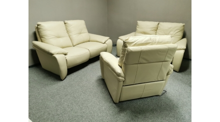 Nová kožená relax sedačka WOHNWERT krémová