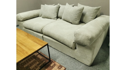 Nový béžovo-šedý válecí gauč LIANEA manšestr