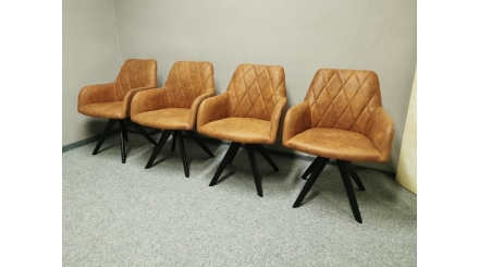 Nová 4x hnědá židle-křesílko BRISTOL vintage