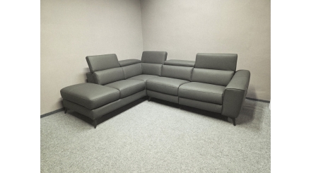 Nová šedá relax rohová sedačka ARTE kůže