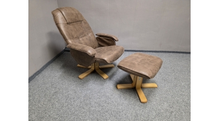 Nové hnědé relax křeslo s podnožkou