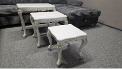 Nový stylový konferenční stolek TRIO bílozlatý