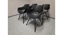 Nová 4x černá židle ROCKVILLE plast dřevo