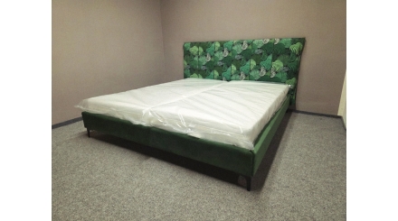 Nová postel s roštem 180x200 čalouněná zelené listy