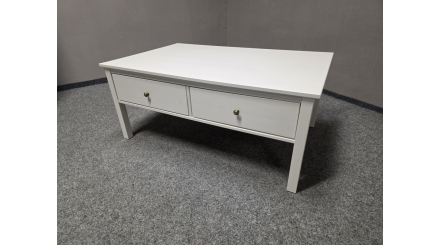 Nový bílý konferenční stolek masiv 2 šuplíky