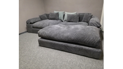 Nová válecí sedačka manšestr LIANEA šedomentolová