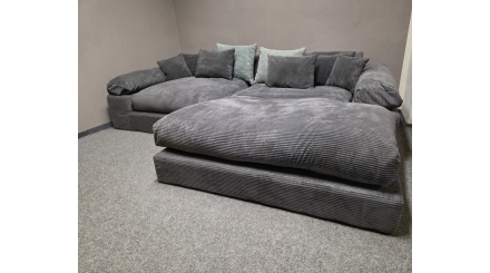 Nová válecí sedačka manšestr LIANEA šedomentolová