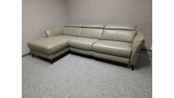 Nová rohová kožená relax sedačka HEDY šedohnědá