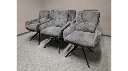 Nová 6x otočná židle šedý manšestr