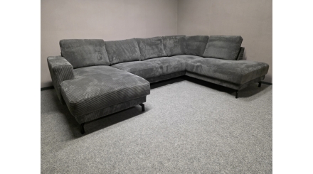 Tmavě šedá rohová sedačka účko manšestr