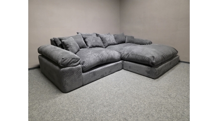 Nová šedá válecí rohová sedačka LIANEA manšestr