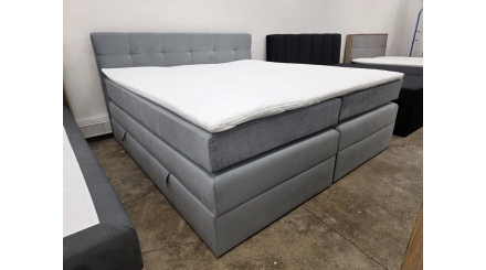 Nová boxspring postel BERO KING šedá 200x200